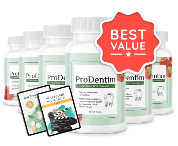 Six bottles of ProDentim with two bonus e-books